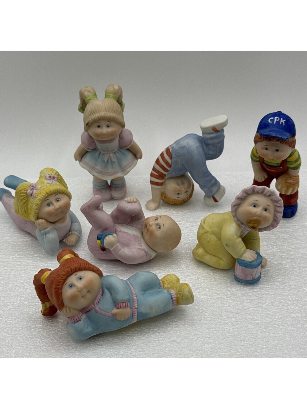 1984 Lot 7 Cabbage Patch Dolls 3” Porcelain Figurines OAA Inc 84 Edition